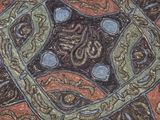 a rug that has a design on it on the ground