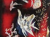 a picture of a painting of a fish and sea life