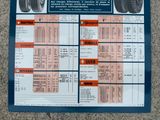 a poster with a price list for tires on it