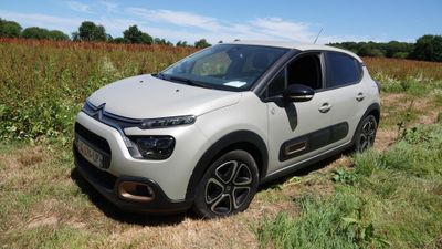 La Citrole est garée sur le bord de la route, dans un champ