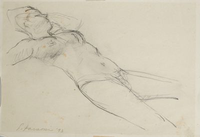un dessin représentant une femme allongée sur le dos