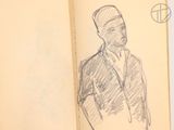 a drawing of a man in a suit and tie