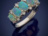 an oplite and diamond ring