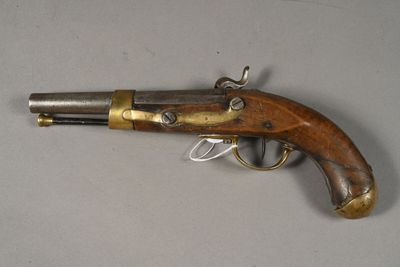 Pistolet réglementaire AN IX modifié 1822 à piston, canon "D…