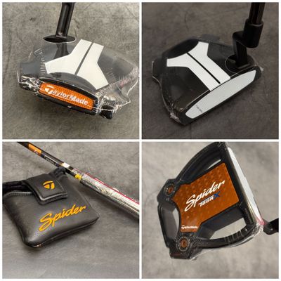 four different shots of different types of golf clubs including a driver ' s club, a driver ' s bag, and a driver ' s putter