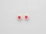a pair of pink sapphire and diamond stud earrings