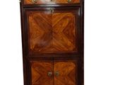 an image of a wooden cabinet with two drawers and a marble top