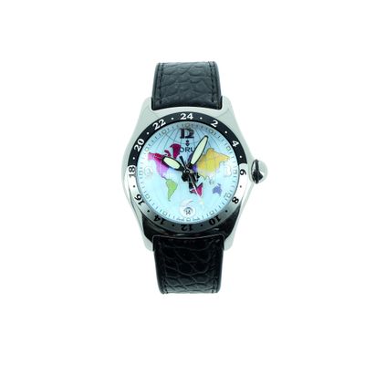 une montre sur laquelle est représenté un papillon