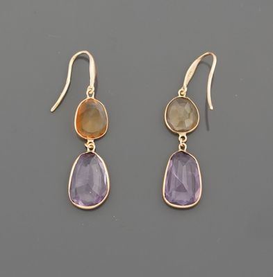 Paire de pendants d'oreilles en or jaune 18k 750 millièmes o…
