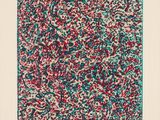 an image of a painting with red and blue paint on it