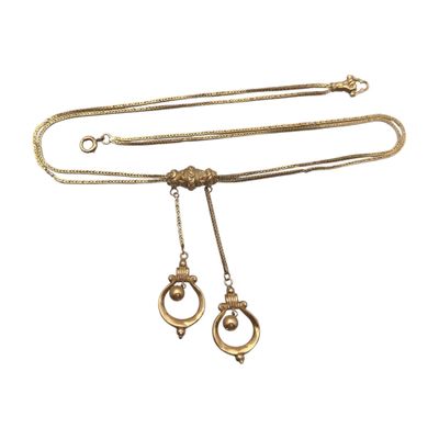 CHAINE avec breloques sur coulisseau en or jaune Poids 12. - Photo 1