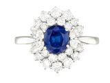 Bague ovale en saphir et diamants