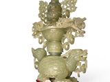 chinese carved jade figurine of a turtle and a turtle on a stand