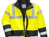 an image of a yellow and black jacket with a hood