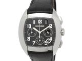 montre pour homme avec cadran noir et bracelet en cuir noir