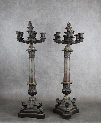 paire de candélabres anciens en fonte