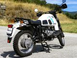 a motorcycle that is parked on the side of the road