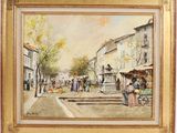 une image représentant une peinture illustrant une scène de rue dans une ville