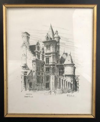 MAHUT Pierre (1910-2004), hôtel Pincé, Angers, dessin au car…