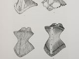 an old book with a drawing of a corset and a corset