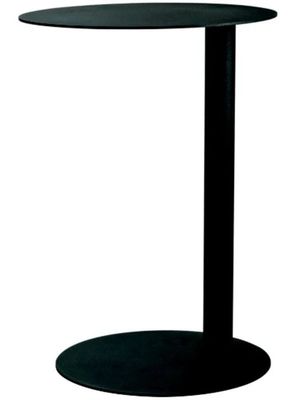 a close up of a black table on a white background