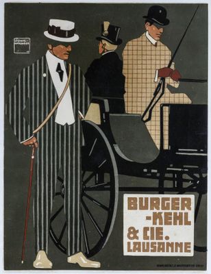 a vintage poster of a man in a suit and tie