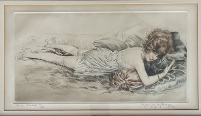 une image représentant le dessin d'une femme allongée sur un canapé