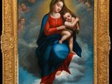 a painting of a woman holding a child in her arms