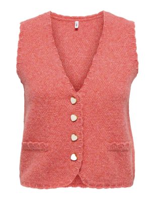 ONLY - Gilet sans manches en maille - Col V - Boutons cœur -…