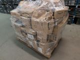 a large pile of boxes sitting on a pallet in a warehouse