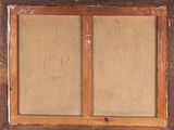 an old wooden window with a brown frame and a brown wall