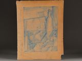 painting of a man sitting in a chair in front of a window