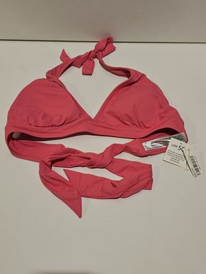 pink bikini top with tie around the neck