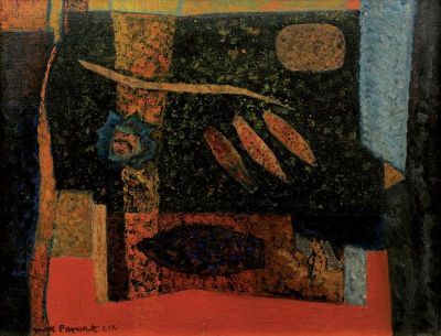 a painting of a painting of a fish on a table