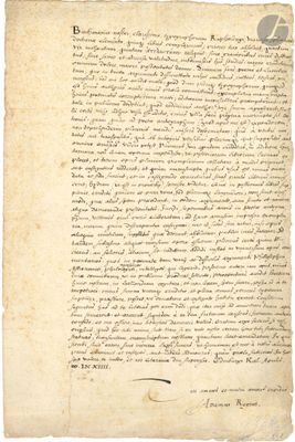 an old manuscript with a black ink writing on it