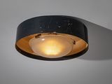 un gros plan d'un plafonnier muni d'un luminaire circulaire