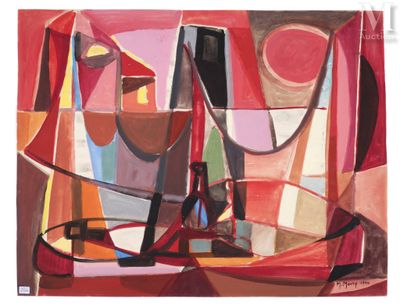 l'image d'un tableau composé de formes rouges, jaunes et bleues