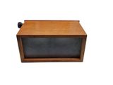 an image of a wooden box with a chalk board inside