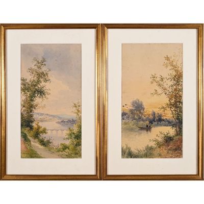 LANGLOIS Paul. (1858-1906). « Sèvres et le pont de Saint-Clo… - Photo 1