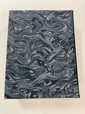 a black and white painting of a swirly surface on a white surface