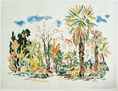 une image représentant une aquarelle d'un palmier