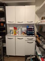 Buffet deux corps en stratifié blanc ouvrant à trois portes …