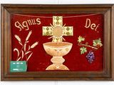 painting of a chalicet with grapes, wheat and grapes on it