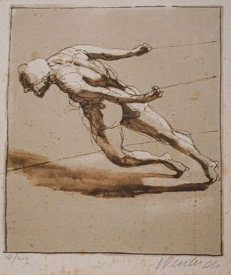 an image of a drawing of a man on a tight rope