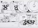 an image of a comic strip with a cartoon of a man on a motorcycle