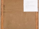 an old wooden easel with a piece of paper attached to it
