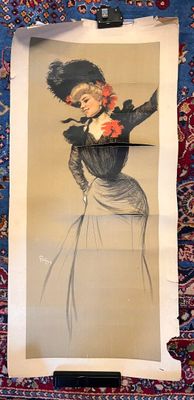 a drawing of a woman holding a flower in her hand