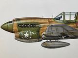 une peinture représentant un avion militaire, peinte sur le mur