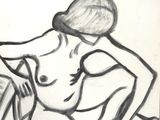 un dessin représentant une femme nue assise sur une chaise