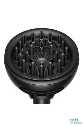 a close up of a black shower head on a white background